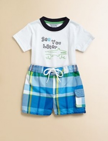 A cute tee that spells out this fun phrase in a puffy textured screen.Contrast crewneckShort sleevesFront screenCottonMachine washImported A cute tee that spells out this fun phrase in a puffy textured screen.Contrast crewneckShort sleevesFront screenCottonMachine washImported