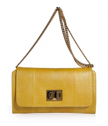 Go for the epitome of pure luxury this spring with Emilio Puccis exquisite sunshine yellow python shoulder bag - Flap with gold-toned logo-engraved turnlock closure, gold-toned chain-link shoulder strap, inside back wall slot pocket, colorblocked interior - Carry to your most special daytime events Go for the epitome of pure luxury this spring with Emilio Puccis exquisite sunshine yellow python shoulder bag - Flap with gold-toned logo-engraved turnlock closure, gold-toned chain-link shoulder strap, inside back wall slot pocket, colorblocked interior - Carry to your most special daytime events