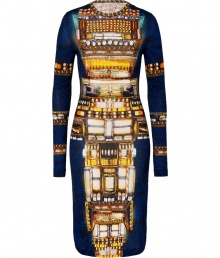 Add an instant upgrade to your cocktail-ready style with this bold printed body-con dress from Peter Pilotto - Round neck, long sleeves, pencil skirt, allover artful print - Fitted silhouette - Wear with a slim trench and platform pumps