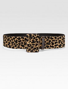 Animal print hair calf belt with a self-covered buckle. Width, about 3.75Made in Italy Animal print hair calf belt with a self-covered buckle. Width, about 3.75Made in Italy