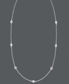 Sparkle by the inch. 11 stations of round-cut cubic zirconias (9/10 ct. t.w.) adorn B. Brilliant's lovely sterling silver necklace. Approximate length: 24 inches. Sparkle by the inch. 11 stations of round-cut cubic zirconias (9/10 ct. t.w.) adorn B. Brilliant's lovely sterling silver necklace. Approximate length: 24 inches.