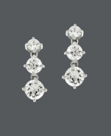 Prepare for an evening of elegance. These glam earrings by B. Brilliant feature three stations of sparkling cubic zirconias (3 ct. t.w.). Crafted in sterling silver. Approximate drop: 3/4 inch.