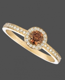 A droplet of pure sweetness for your hand. This luminous Le Vian ring features a round-cut chocolate diamond (1/4 ct. t.w.) surrounded by pave-set white diamonds (1/6 ct. t.w.) set in 14K gold. Size 7. A droplet of pure sweetness for your hand. This luminous Le Vian ring features a round-cut chocolate diamond (1/4 ct. t.w.) surrounded by pave-set white diamonds (1/6 ct. t.w.) set in 14K gold. Size 7.