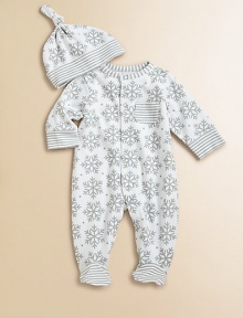 Metallic snowflakes add a wintery touch to a classic cotton one-piece with full-snap front for easy on and off.CrewneckLong sleevesSnap-frontPatch pocketBottom snapsCottonMachine washImported Please note: Number of snaps may vary depending on size ordered. Metallic snowflakes add a wintery touch to a classic cotton one-piece with full-snap front for easy on and off.CrewneckLong sleevesSnap-frontPatch pocketBottom snapsCottonMachine washImported Please note: Number of snaps may vary depending on size ordered.