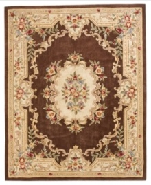 Modeled after 17th century Aubusson rugs, the Jade area rug offers a traditional floral motif in a contemporary sage and ivory colorway. Crafted of rich wool.