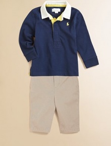 This classic cotton straight leg pair is washed for softness and features an embroidered pony logo at the back waist.Back elastic waistButton closureBelt loopsZip flyStraight legCottonMachine washImported This classic cotton straight leg pair is washed for softness and features an embroidered pony logo at the back waist.Back elastic waistButton closureBelt loopsZip flyStraight legCottonMachine washImported