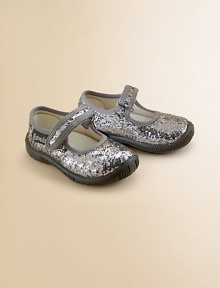 She'll shine like a disco ball in these glitter-adorned Mary Jane flats with adjustable grip-tape closure and rubber sole for supreme comfort.Adjustable grip-tape strapTextile and glitter upperTextile liningRubber solePadded leather insoleImported She'll shine like a disco ball in these glitter-adorned Mary Jane flats with adjustable grip-tape closure and rubber sole for supreme comfort.Adjustable grip-tape strapTextile and glitter upperTextile liningRubber solePadded leather insoleImported