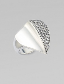 From the Thorn Collection. A striking, thorn-like triangle of gleaming sterling silver, with a smooth, concave profile on one side and a field of sparkling white sapphires on the other, atop a wide polished band.White sapphireSterling silverLength, about ¾Imported From the Thorn Collection. A striking, thorn-like triangle of gleaming sterling silver, with a smooth, concave profile on one side and a field of sparkling white sapphires on the other, atop a wide polished band.White sapphireSterling silverLength, about ¾Imported