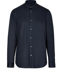 A contemporary basic packed with wearing possibilities, Burberry Londons slim fit stretch cotton shirt is a chic staple tailored to four-season sophistication - Small cutaway collar, long sleeves, buttoned cuffs, button-down front - Modern slim cut - Wear with everything from pullovers and jeans to slim tailored suits and ties