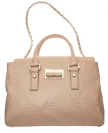Patent croc embossing and a ladylike satchel shape make the Alexandrite purse by Ivanka Trump an instant classic. Patent croc embossing and a ladylike satchel shape make the Alexandrite purse by Ivanka Trump an instant classic.