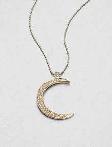 A celestial style with dazzling diamonds set in radiant 14k gold on a ball chain. Diamonds, .16 tcw14k goldLength, about 18Pendant size, about 1Lobster clasp closureImported A celestial style with dazzling diamonds set in radiant 14k gold on a ball chain. Diamonds, .16 tcw14k goldLength, about 18Pendant size, about 1Lobster clasp closureImported
