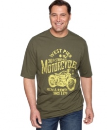 Ready to ride? This big and tall graphic tee from Izod will rev up your weekend look. Ready to ride? This big and tall graphic tee from Izod will rev up your weekend look.
