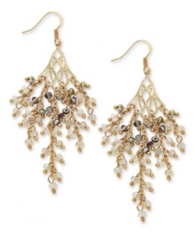 Drops of elegance. These sparkling earrings from c.A.K.e by Ali Khan are crafted from gold tone mixed metal and feature faceted glass rondelles. Approximate drop: 3 inches.