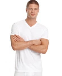 A comfy, classic t-shirt crafted in soft cotton - with a little lycra for a stretchy, versatile fit. With v-neck and straight hem. A comfy, classic t-shirt crafted in soft cotton - with a little lycra for a stretchy, versatile fit. With v-neck and straight hem.