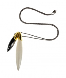 Add a fierce modern finish to your contemporary look with Alexis Bittars double pendant colorblock necklace - Lobster-claw closure, gold-toned setting with graphite and ivory double pendant - Longer length - Wear with everything from tees and blazers to cocktail dresses and fur coats Add a fierce modern finish to your contemporary look with Alexis Bittars double pendant colorblock necklace - Lobster-claw closure, gold-toned setting with graphite and ivory double pendant - Longer length - Wear with everything from tees and blazers to cocktail dresses and fur coats