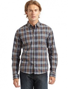 THE LOOKAllover plaid printShirt collarButton closurePatch pocket at chestLong sleeves with barrel cuffsTHE MATERIALCottonCARE & ORIGINMachine washImported THE LOOKAllover plaid printShirt collarButton closurePatch pocket at chestLong sleeves with barrel cuffsTHE MATERIALCottonCARE & ORIGINMachine washImported
