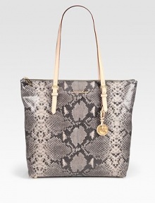 An easy carryall shape in python-embossed leather with a signature logo tag. Double adjustable leather top handles, 9¼-11 dropTop zip closureOne outside open pocketProtective metal feetOne inside zip pocketFour inside open pocketsLogo-printed lining16W X 13½H X 5DImported An easy carryall shape in python-embossed leather with a signature logo tag. Double adjustable leather top handles, 9¼-11 dropTop zip closureOne outside open pocketProtective metal feetOne inside zip pocketFour inside open pocketsLogo-printed lining16W X 13½H X 5DImported