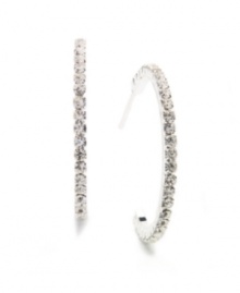 To the letter: The J hoop earrings from Charter Club are a perfect complement to virtually any outfit, whether casual or dressy. Made in silver tone mixed metal with dazzling glass accents. Approximate diameter: 1 inch. To the letter: The J hoop earrings from Charter Club are a perfect complement to virtually any outfit, whether casual or dressy. Made in silver tone mixed metal with dazzling glass accents. Approximate diameter: 1 inch.