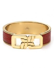 Milly's signature link design lends chic style to this luxe leather bangle.