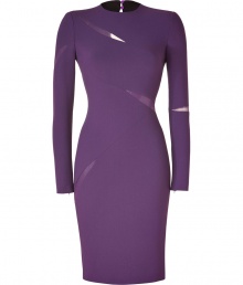 Strategically placed cut-outs add daring depth to this stretch wool sheath dress from Emilio Pucci - Round neck, long sleeves, sheer cut-out panels, open back with button closure at nape, concealed back zip, kick pleat - Figure-hugging silhouette - Wear with a slim trench, platform heels, and a chain-detailed clutch Strategically placed cut-outs add daring depth to this stretch wool sheath dress from Emilio Pucci - Round neck, long sleeves, sheer cut-out panels, open back with button closure at nape, concealed back zip, kick pleat - Figure-hugging silhouette - Wear with a slim trench, platform heels, and a chain-detailed clutch