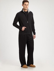 Lightweight and comfortable zip jacket set in organic cotton with contrast striped interior.Zip frontStand collarKangaroo pocketsBanded cuffs and hemAbout 28 from shoulder to hemCottonMachine washImported Lightweight and comfortable zip jacket set in organic cotton with contrast striped interior.Zip frontStand collarKangaroo pocketsBanded cuffs and hemAbout 28 from shoulder to hemCottonMachine washImported