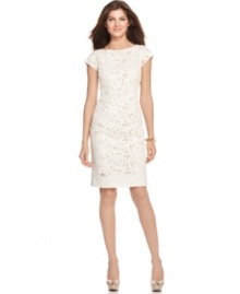 Delicate eyelet embroidery makes this Jones New York dress elegant, while a linen fabric blend makes it simply summery. Wear it for a special lunch with friends or even a chic garden party!