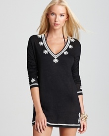 Make a bohemian beachwear statement with this embroidered coverup from Joie a la Plage. Post-plunge, this breezy tunic perfects a low-key lounge look.