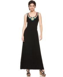 Long and flowing, Joseph A's beaded maxi makes a stylish statement, especially when paired with platform sandals!