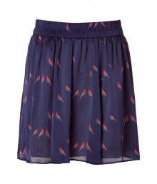 Add feminine whimsy to your spring-ready look with this chic printed skirt from Marc by Marc Jacobs - Elasticized wide waistband, pleated, mini-length, all-over bird print - Wear with a tie-neck blouse, a blazer, and pumps Add feminine whimsy to your spring-ready look with this chic printed skirt from Marc by Marc Jacobs - Elasticized wide waistband, pleated, mini-length, all-over bird print - Wear with a tie-neck blouse, a blazer, and pumps