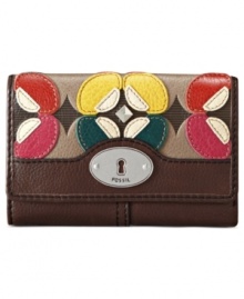 Get organized in the most mod way with this floral applique wallet that gives a nod to '70s flower power fashion. Ideally sized to slip inside a handbag, it boasts plenty of pockets and compartments for all the essentials. From Fossil. Get organized in the most mod way with this floral applique wallet that gives a nod to '70s flower power fashion. Ideally sized to slip inside a handbag, it boasts plenty of pockets and compartments for all the essentials. From Fossil.