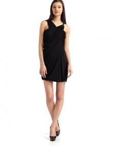 THE LOOKOne asymmetric ruched shoulder strap; one buckled leather shoulder strapFront asymmetric draped panelBack ruchingTHE FITAbout 38 from shoulder to hemTHE MATERIALRayonCARE & ORIGINDry cleanImportedModel shown is 5'10½ (179cm) wearing US size 4. THE LOOKOne asymmetric ruched shoulder strap; one buckled leather shoulder strapFront asymmetric draped panelBack ruchingTHE FITAbout 38 from shoulder to hemTHE MATERIALRayonCARE & ORIGINDry cleanImportedModel shown is 5'10½ (179cm) wearing US size 4.
