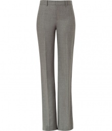 Bring instant chic to your workweek in these flatter trousers from Ralph Lauren - Flat front, belt loops, back welt pockets, slim fit, straight leg with creasing - Style with a tie-neck blouse, a cashmere cardigan, and platform pumps