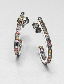 Elegant arcs set with a muted rainbow of sapphires are edged and backed with smooth enamel in this stunning yet simple design.SapphiresBlack rhodium-plated sterling silverLength, about 3Post backImported Elegant arcs set with a muted rainbow of sapphires are edged and backed with smooth enamel in this stunning yet simple design.SapphiresBlack rhodium-plated sterling silverLength, about 3Post backImported