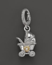 Judith Ripka Sterling Silver Pram Charm with 18K Gold and White Sapphire Judith Ripka Sterling Silver Pram Charm with 18K Gold and White Sapphire