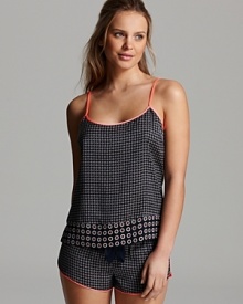 Geometric print and neon trim decorate this soft camisole from Juicy Couture.