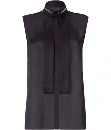 Luxe top in fine black synthetic - wonderfully soft, pleasant material - a knockout top, modern AND sophisticated - with small collar, zip detail and feminine bibb front - slim, figure-flattering silhouette - sleeveless - a fashion highlight for the office and for free time because its posh and cool at the same time - goes with a pencil skirt, hot pants, jeans Luxe top in fine black synthetic - wonderfully soft, pleasant material - a knockout top, modern AND sophisticated - with small collar, zip detail and feminine bibb front - slim, figure-flattering silhouette - sleeveless - a fashion highlight for the office and for free time because its posh and cool at the same time - goes with a pencil skirt, hot pants, jeans