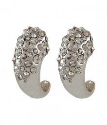 Glamorous earrings by New Yorks hot designer Alexis Bittar - Filled with delicate glass crystals and edgy metallic studs - Small, silver-colored metal tires - High quality costume jewelry - Perfect for evening looks with a cocktail dress, or during the day at the office Glamorous earrings by New Yorks hot designer Alexis Bittar - Filled with delicate glass crystals and edgy metallic studs - Small, silver-colored metal tires - High quality costume jewelry - Perfect for evening looks with a cocktail dress, or during the day at the office