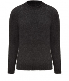 Essential sweater for a fall or winter wardrobe, this basic pullover is anything but basic - Made from a comfortable wool blend, it is effortlessly stylish while remaining classic - Small, thick scoop neck, long sleeves and ribbed hem - Perfect solo with an undershirt, or as a layering piece, and with jeans or corduroy