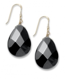 Boldly beautiful. Faceted onyx drops (40 ct. t.w.) exude classic elegance. Comes on sterling silver earwire. Approximate drop: 3/4 inch. Boldly beautiful. Faceted onyx drops (40 ct. t.w.) exude classic elegance. Comes on sterling silver earwire. Approximate drop: 3/4 inch.
