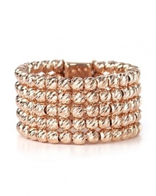 Officia Bernardi's laser cut 18 karat rose gold plated sterling silver ring glitters with luxe, diamond-like sparkle.