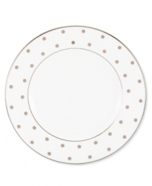 Pave your table in polka dots for fine dining without the formality. From kate spade new york dinnerware, the Larabee Road salad plate features luxe bone china with platinum accents that combine easy elegance and irresistible whimsy. Pave your table in polka dots for fine dining without the formality. From kate spade new york dinnerware, the Larabee Road salad plate features luxe bone china with platinum accents that combine easy elegance and irresistible whimsy.
