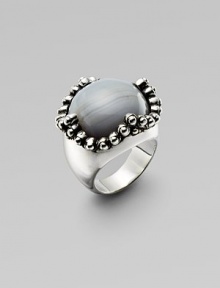 Organic and elegant, polished gray agate cabochon is richly framed in sterling silver beads.Gray agate Sterling silver Length, about 1 Imported Organic and elegant, polished gray agate cabochon is richly framed in sterling silver beads.Gray agate Sterling silver Length, about 1 Imported