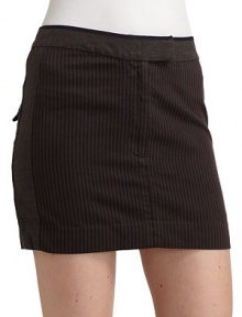 THE LOOKContrast banded waist Front zip with button and tab hook closureStriped designContrast side panelsBack dart and seam detailsBack besom pockets with contrast triangle detailTHE FITAbout 14½ longTHE MATERIALCottonContrast:70% cotton/30% linenCARE & ORIGINMachine washImportedModel shown is 5'9½ (176cm) wearing US size 4. THE LOOKContrast banded waist Front zip with button and tab hook closureStriped designContrast side panelsBack dart and seam detailsBack besom pockets with contrast triangle detailTHE FITAbout 14½ longTHE MATERIALCottonContrast:70% cotton/30% linenCARE & ORIGINMachine washImportedModel shown is 5'9½ (176cm) wearing US size 4.