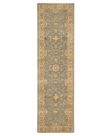 With a soft, aqua-blue center, bordered in light beige, this Nourison area rug offers a fluid color palette style for any space. Rivaling the world's finest heirloom rugs, this handcrafted piece is made with a luxuriously dense New Zealand wool pile and woven with generous portions of pure silk. With a soft, aqua-blue center, bordered in light beige, this Nourison area rug offers a fluid color palette style for any space. Rivaling the world's finest heirloom rugs, this handcrafted piece is made with a luxuriously dense New Zealand wool pile and woven with generous portions of pure silk.