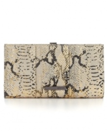 An eye-catching design from Kenneth Cole Reaction, featuring a fun python print and sleek metallic accents. Looks fabulous with any little black dress, or throw it in your bag and use as an oversized wallet. An eye-catching design from Kenneth Cole Reaction, featuring a fun python print and sleek metallic accents. Looks fabulous with any little black dress, or throw it in your bag and use as an oversized wallet.