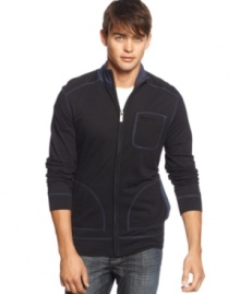 Change up your zip up with this cool casual shirt from Kenneth Cole Reaction. Change up your zip up with this cool casual shirt from Kenneth Cole Reaction.