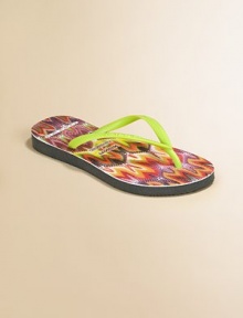 This stylish and comfortable flip flop brand has partnered with Missoni to create a limited-edition collection using a photo-print technique to apply the world-renowned zig-zag pattern on the sole.Slip-on stylePVC upperRubber soleMade in Brazil This stylish and comfortable flip flop brand has partnered with Missoni to create a limited-edition collection using a photo-print technique to apply the world-renowned zig-zag pattern on the sole.Slip-on stylePVC upperRubber soleMade in Brazil