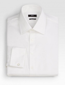 A smooth, regular fit is diamond-woven in crisp cotton with traditional French cuffs. Buttonfront Modified point collar French cuffs Cotton Dry clean Imported