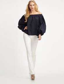 This flattering blouson style, rendered in crisp cotton poplin, features an alluring off-the-shoulder neckline and ties at the wrists.Off-the-shoulder elastic necklineLong blouson sleeves with tie cuffsCottonDry cleanMade in FranceOUR FIT MODEL RECOMMENDS ordering true size. This flattering blouson style, rendered in crisp cotton poplin, features an alluring off-the-shoulder neckline and ties at the wrists.Off-the-shoulder elastic necklineLong blouson sleeves with tie cuffsCottonDry cleanMade in FranceOUR FIT MODEL RECOMMENDS ordering true size.