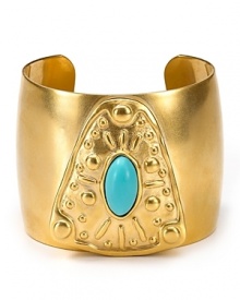 Exotic-inspired jewelry is a chic way to update your wardrobe this season, and T Tahari's turquoise-embellished cuff is a bold way to work the look.